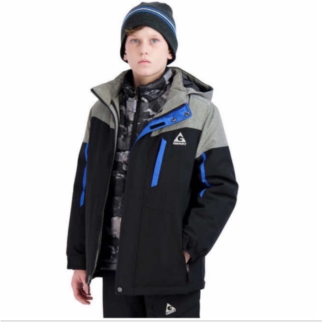 Nwt Gerry Youth Boys Systems Jacket With Beanie Winter Snow Black - Xs (5/6)